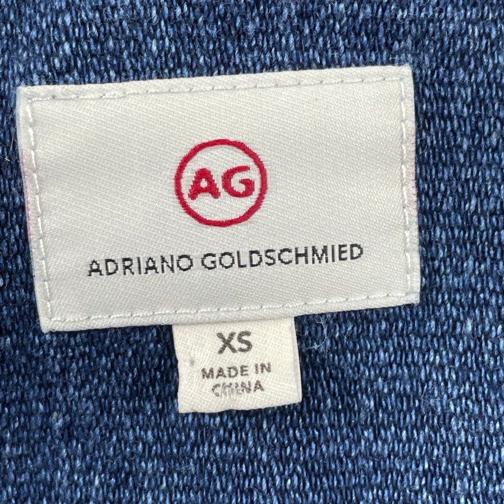 AG Adriano Goldschmied Jacket Womens XS Blue Denim Asymmetric Fringe Zip 13646 - Picture 4 of 11